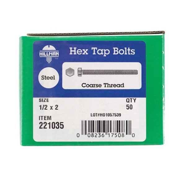 Hillman Hex Head Tap Bolt, 2 in L, 50 PK 5323365 - main